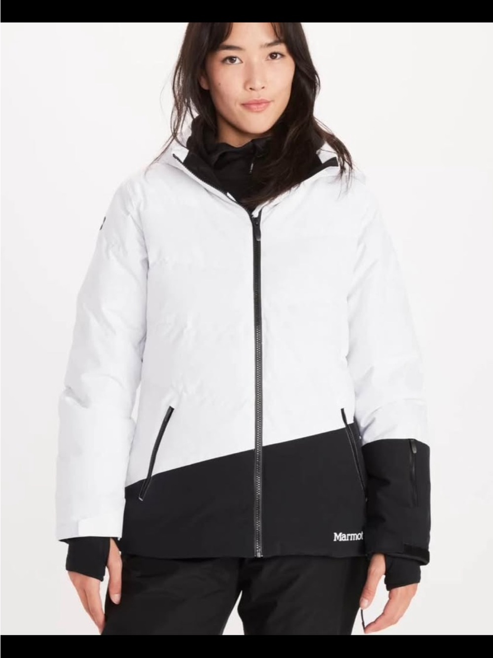 Marmot White and Black Colorblock Insulated Ski Jacket